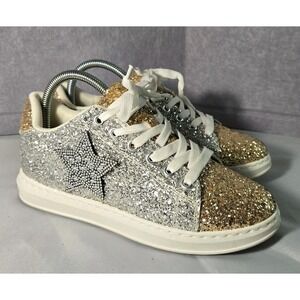 Bamboo Glitter Silver & Gold Star Sneaker Size 7/37